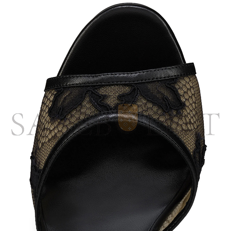 Chr1st1an LOUBOUTIN MISS Z LACE-TRIMMED LEATHER SLINGBACK 100MM SANDALS 3260762B439